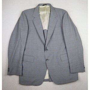 VINTAGE MEN'S GRAY PLAID BLAZER JACKET SPORT COAT - VAN CORT - 44R